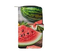 QMKFWT Portefeuille long en cuir pastèque citron avec fenêtre pour carte d'identité