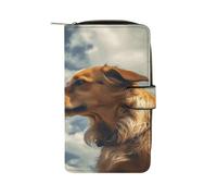 QMKFWT Portefeuille long en cuir pour chéquier avec fenêtre d'identité Motif chien et chat