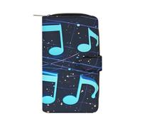 QMKFWT Portefeuille long en cuir pour chéquier classique à deux volets avec fenêtre pour carte d'identité Bleu