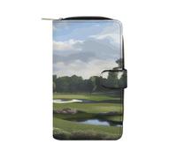 QMKFWT Portefeuille long en cuir pour parcours de golf avec fenêtre pour carte d'identité