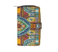 QMKFWT Portefeuille long en cuir style africain avec fenêtre pour carte d'identité