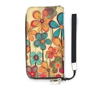 QMKFWT Portefeuille vintage à fleurs de grande capacité en cuir synthétique avec longue fermeture éclair - Unisexe - Blanc - 20 x 10,5 cm, blanc, 20x10.5cm, Portefeuille