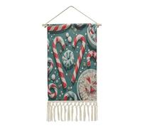 QMKFWT Poster de Noël à suspendre en coton et lin avec pompon - Décoration murale verticale pour salon, bureau, chambre à coucher