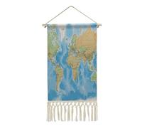 QMKFWT Poster mural à suspendre avec pompon en coton et lin - Impression verticale longue - Œuvre d'art pour décoration murale pour salon, bureau, chambre à coucher