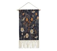 QMKFWT Poster mural à suspendre décoré d'étoiles avec pompon personnalisé en coton et lin - Œuvre d'art murale verticale longue pour salon, bureau, chambre à coucher