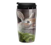 QMKFWT Rabbit Is Eating Vegetables Tasse à café réutilisable isotherme étanche avec couvercle à double paroi anti-déversement pour café glacé/chaud, cadeau pour les mères et les pères