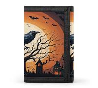 QMKFWT Raven Portefeuille d'Halloween décontracté avec porte-cartes de crédit pour homme et femme