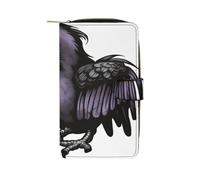 QMKFWT Ravens Portefeuille long en cuir pour chéquier classique à deux volets avec fenêtre pour carte d'identité