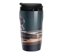 QMKFWT Recorder - Tasse à café réutilisable isotherme étanche avec couvercle à double paroi anti-déversement pour café glacé/chaud, cadeau pour les mères et les pères