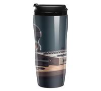QMKFWT Recorder - Tasse à café réutilisable isotherme étanche avec couvercle à double paroi anti-déversement pour café glacé/chaud, cadeau pour les mères et les pères