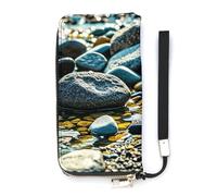 QMKFWT Rocks And Pebbles Portefeuille de grande capacité en cuir synthétique avec longue fermeture éclair Unisexe Blanc 20 x 10,5 cm, blanc, 20x10.5cm, Portefeuille