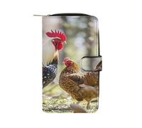 QMKFWT Rooster And Hen Portefeuille long en cuir avec fenêtre pour carte d'identité