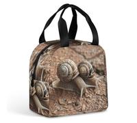 QMKFWT Sac à déjeuner isotherme durable avec motif deux escargots - Grande boîte à déjeuner portable et étanche - Réutilisable - Pour le travail, les voyages, les pique-niques