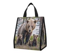 QMKFWT Sac à déjeuner isotherme Mother Bear And Her Cubs - Pliable et réutilisable - Pour homme et femme