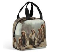 QMKFWT Sac à déjeuner Singe assis - Durable - Isotherme - Grande boîte à déjeuner portable et étanche - Réutilisable - Pour le travail, les voyages, les pique-niques