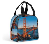 QMKFWT San Francisco Bay Bridge Sac à déjeuner isotherme durable Grande boîte à déjeuner portable étanche réutilisable pour le travail, les voyages, les pique-niques