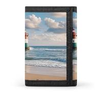 QMKFWT Sea Lighthouse Sandbeach Portefeuille décontracté avec porte-cartes de crédit pour homme et femme