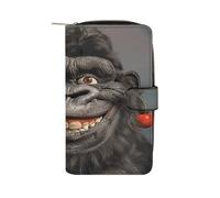 QMKFWT Smiling Gorilla Portefeuille en cuir pour photo avec fenêtre pour carte d'identité