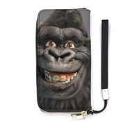 QMKFWT Smiling Gorilla Portefeuille photo grande capacité en cuir synthétique avec longue fermeture éclair Unisexe Blanc 20 x 10,5 cm, blanc, 20x10.5cm, Portefeuille