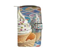 QMKFWT Sweet Ice Cream Portefeuille long en cuir avec fenêtre pour carte d'identité