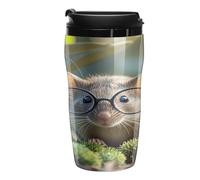 QMKFWT Tasse à café Guinea Mouse avec lunettes, réutilisable, isotherme, étanche, avec couvercle, double paroi, anti-déversement, pour café glacé/chaud, cadeau pour les mères et les pères