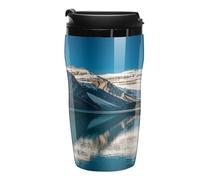 QMKFWT Tasse à café Panorama of The Lake Louise Mountains - Gobelet de voyage réutilisable, isotherme, étanche avec couvercle, double paroi, anti-déversement, pour café glacé/chaud, cadeau pour les
