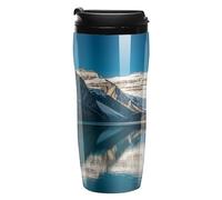 QMKFWT Tasse à café Panorama of The Lake Louise Mountains - Gobelet de voyage réutilisable, isotherme, étanche avec couvercle, double paroi, anti-déversement, pour café glacé/chaud, cadeau pour les