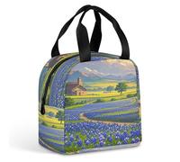 QMKFWT Texas Bluebonnets Sac à déjeuner isotherme durable Grande boîte à déjeuner portable étanche réutilisable pour travail, voyage, pique-nique