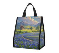 QMKFWT Texas Bluebonnets Sac à déjeuner isotherme pliable et réutilisable pour homme et femme