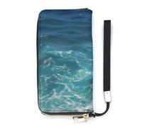 QMKFWT The Deep Blue Sea Portefeuille de grande capacité en cuir PU avec longue fermeture éclair Unisexe Blanc 20 x 10,5 cm, blanc, 20x10.5cm, Portefeuille