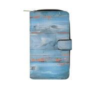 QMKFWT Things on The Ground Portefeuille long en cuir avec fenêtre pour carte d'identité