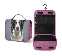 QMKFWT Trousse de toilette Border Collie étanche avec crochet de suspension pour femme Essentiels de voyage