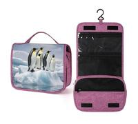 QMKFWT Trousse de toilette étanche avec crochet de suspension Penguins On The Iceberg - Trousse de maquillage pour femme - Essentiels de voyage