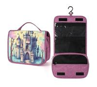 QMKFWT Trousse de toilette étanche avec crochet de suspension pour femme - Motif château de conte de fées