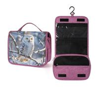 QMKFWT Trousse de toilette imperméable avec crochet de suspension pour femme Motif hibou Blanc