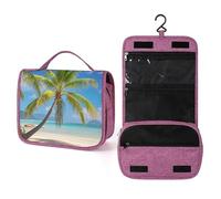 QMKFWT Trousse de toilette imperméable avec crochet de suspension pour femme - Motif palmier tropical