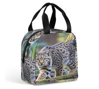 QMKFWT Wild Bobcat Sac à déjeuner isotherme durable Grande boîte à déjeuner portable étanche réutilisable pour le travail, les voyages, le pique-nique