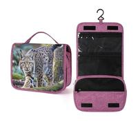 QMKFWT Wild Bobcat Trousse de toilette étanche avec crochet de suspension pour femme