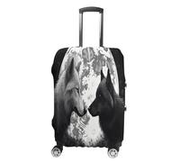 QMKFWT Wolves Under The Moon Housse de bagage de voyage lavable, anti-rayures et anti-poussière pour bagages à roulettes de 48,3 à 81,3 cm, blanc, L