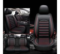 QmlGuo Housse Siege Voiture pour Peugeot 607 2000-2008 2009 2010, Cuir Imperméable Et Respirant Quatre Saisons Protection Ensembles, Facile à Nettoyer,- Black Red