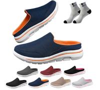 QMLGUO Sandales Orthopédiques Confortables Et Respirantes, Mules à Enfiler Pour Hommes, Demi-baskets, Maille Respirante, Demi-baskets à Enfiler (Bleu Orange,41)