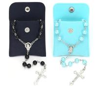 QMLING Lot de 2 chapelets catholiques avec croix et image de Marie, Rosary avec 2 sacs à boutons, chapelet chrétien pour prières et cadeaux