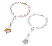 QMLING Lot de 2 décorations d'ange gardien pour voiture, chapelet de voiture, pendentif de rétroviseur, porte-bonheur, pendentif de rétroviseur de voiture, cadeau (blanc et doré)