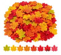 QMLING Lot de 400 feuilles d'automne décoratives en 8 couleurs | Feuille d'érable artificielle pour fête d'automne, mariage, Halloween, Thanksgiving, artisanat, décoration de table