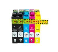 QMLQRGKF Cartouche d'encre Compatible T0711 T0712 T0713 T0714 T0715, Compatible avec DX4000 DX4050 DX4400 DX5000 DX4450 DX5050 DX6000 DX6050 SX110 SX215(1SET(5PC))