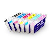 QMLQRGKF Ensemble de Cartouches d'encre compatibles Compatible avec T0791 T0792 T0793 T0794 T0795 T0796 Stylus Photo 1400 1410 P50 1500W PX650 PX660 PX700W PX710W avec 6 Couleurs Rechargeables
