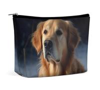 QMNBTES Golden Retriever Grande trousse de maquillage de voyage pour femme - Étanche - Pour sac à main, organiseur de maquillage portable - Jolie pochette à fermeture éclair - Trousse de maquillage