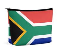 QMNBTES Grande trousse de maquillage de voyage avec drapeau de l'Afrique du Sud pour femme, trousse de toilette étanche pour sac à main, trousse de maquillage portable, jolie pochette à fermeture