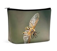 QMNBTES Grande trousse de maquillage de voyage Bee Flying pour femme - Étanche - Pour sac à main - Organiseur de maquillage portable - Jolie pochette à fermeture éclair - Trousse de maquillage de