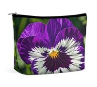 QMNBTES Grande trousse de maquillage de voyage Pansy Perfection pour femme - Étanche - Pour sac à main - Organiseur de maquillage portable - Jolie pochette à fermeture éclair - Trousse de maquillage